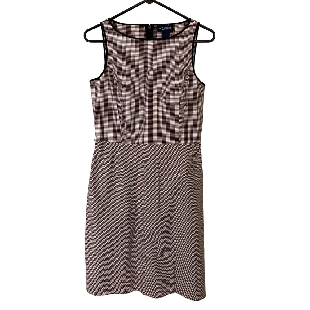 Ann Taylor Petites Womens‎ Dress 4P Black Gingham Sleeveless Career